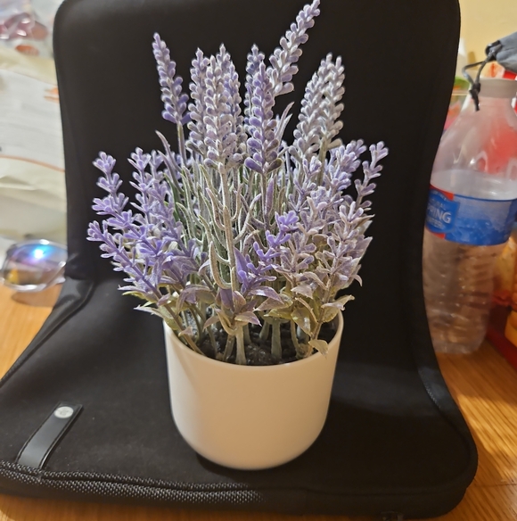 Faux Plant Other - Lavender Faux Floral Arrangement in White Pot - Purple Home Accent